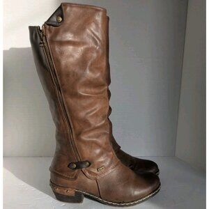 Rieker 93655-26 Brown Knee High Boots Size 40 EU / 9 US –Faux Leather-Lining-Zip